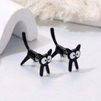 Cute Black Cat Stud Earrings