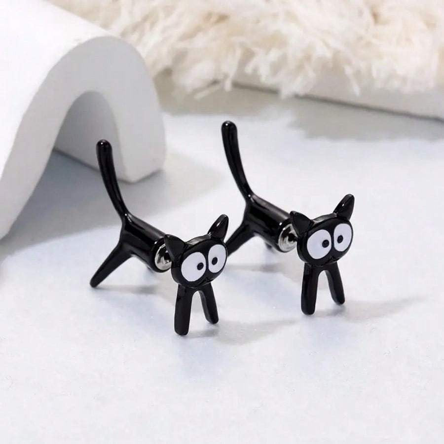 Cute Black Cat Stud Earrings