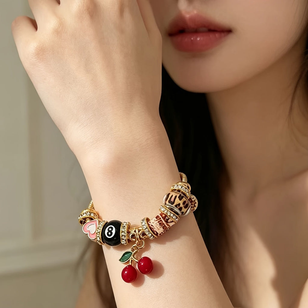 18k Multi-Charm Bead Bracelet