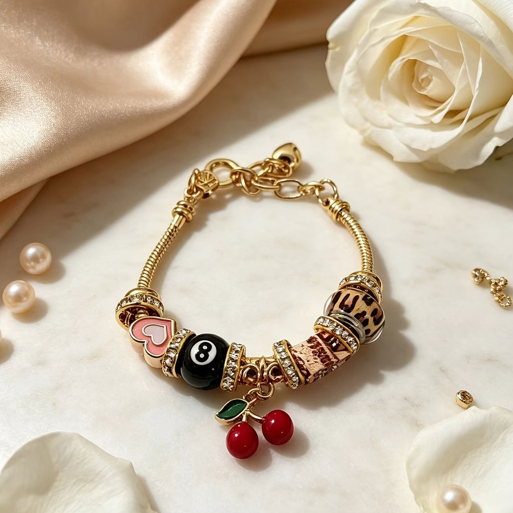 18k Multi-Charm Bead Bracelet