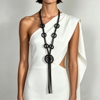 Geometric Circle Tassel Necklace