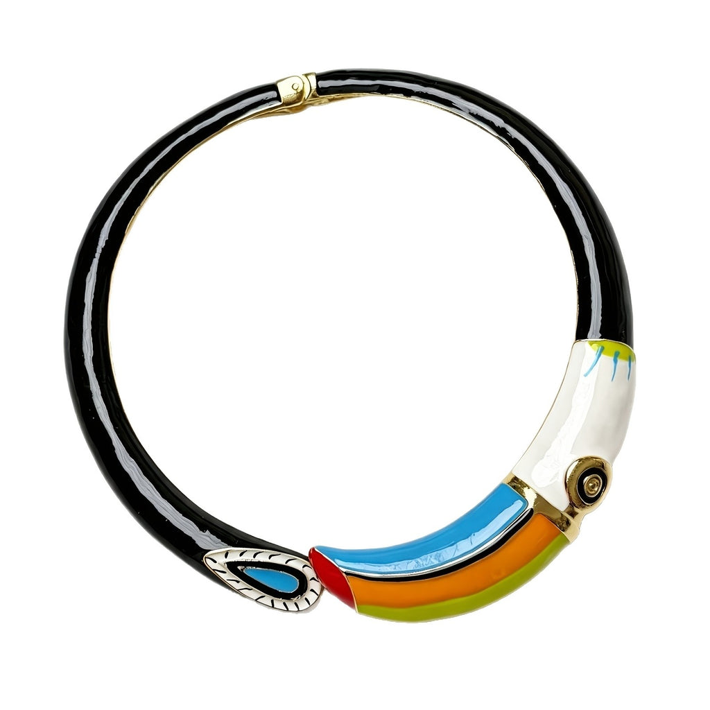 Colorful Geometric Enamel Collar Necklace