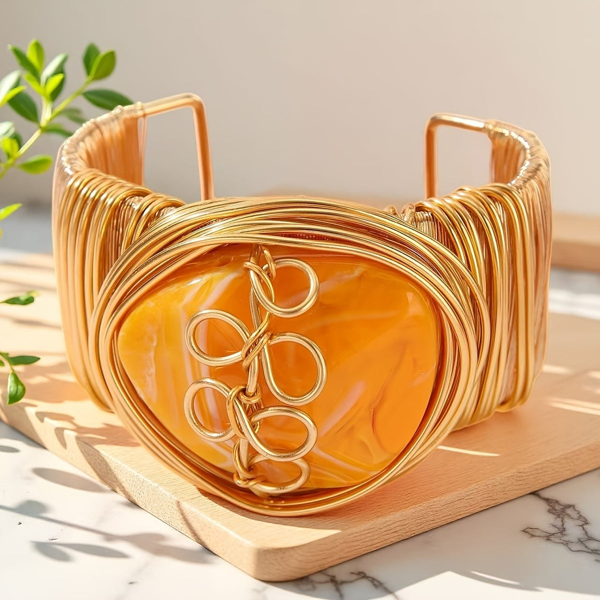 Vintage Wire Wrap Resin Bangle