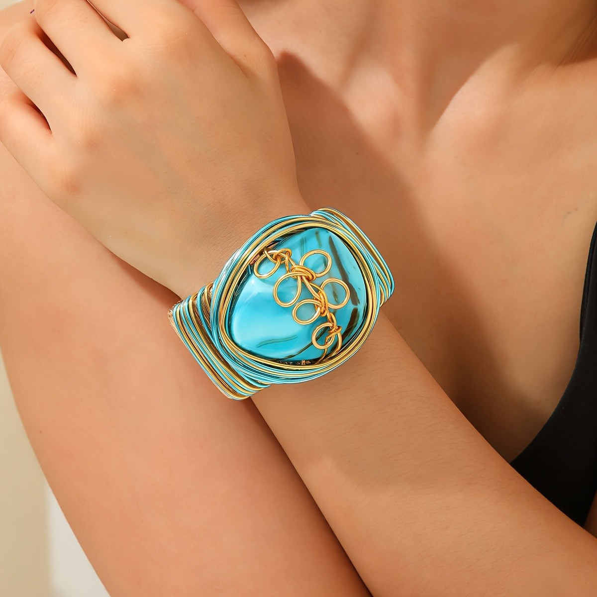 Vintage Wire Wrap Resin Bangle