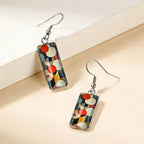 Rectangular Abstract Dot Glass Earrings