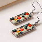 Rectangular Abstract Dot Glass Earrings