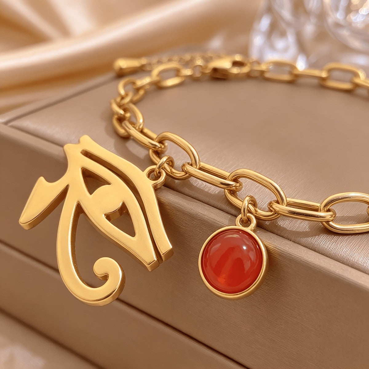 18k Egyptian Charm Link Bracelet