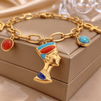 18k Egyptian Charm Link Bracelet
