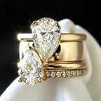 Retro Double Pear Stone Ring Set