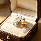 Retro Double Pear Stone Ring Set