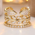 Adjustable Leaf Zircon Open Ring