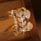 Adjustable Leaf Zircon Open Ring