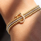 Two-Tone Beaded Charm Stretch Bracelet Set
