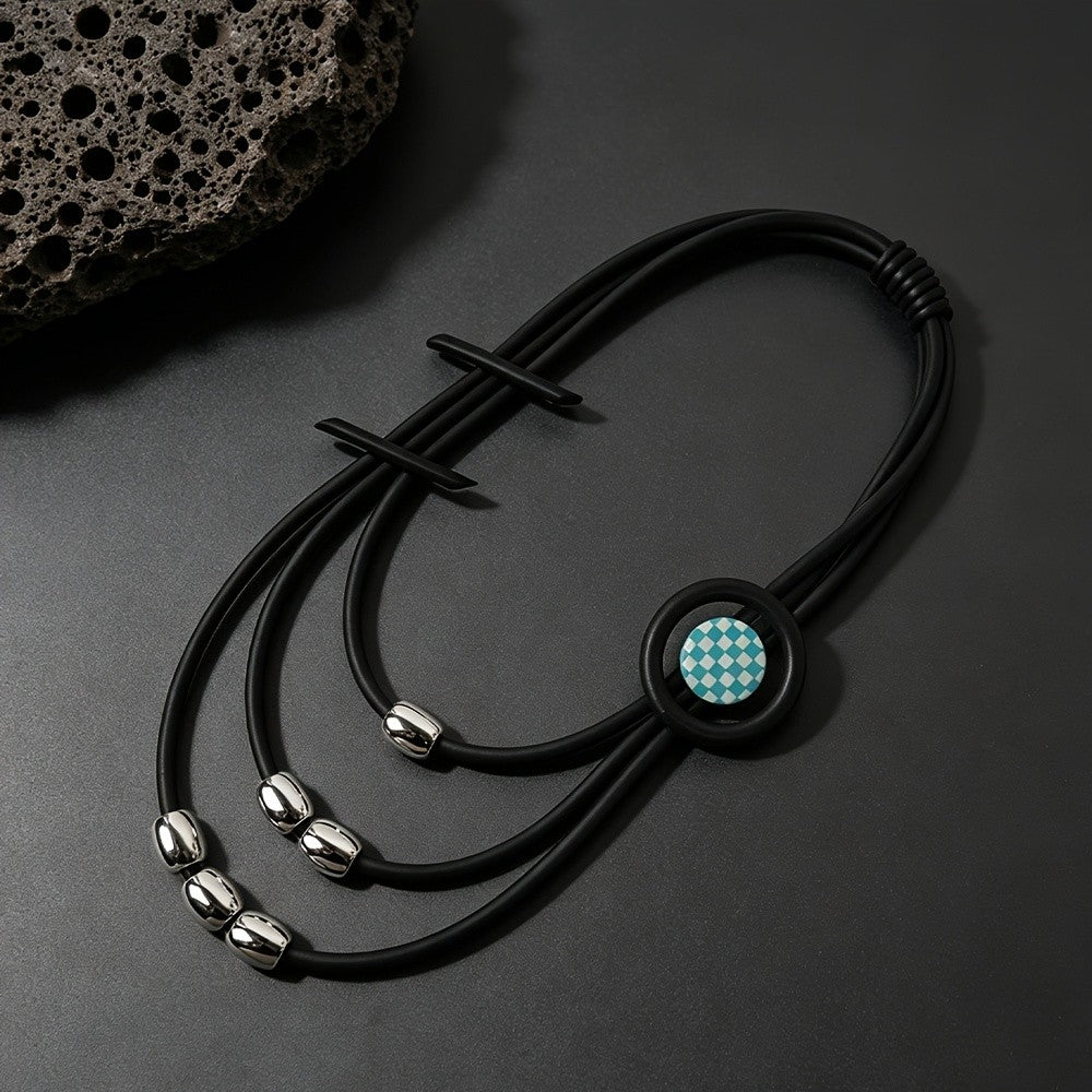 Asymmetric Geometric Silica Gel Necklace