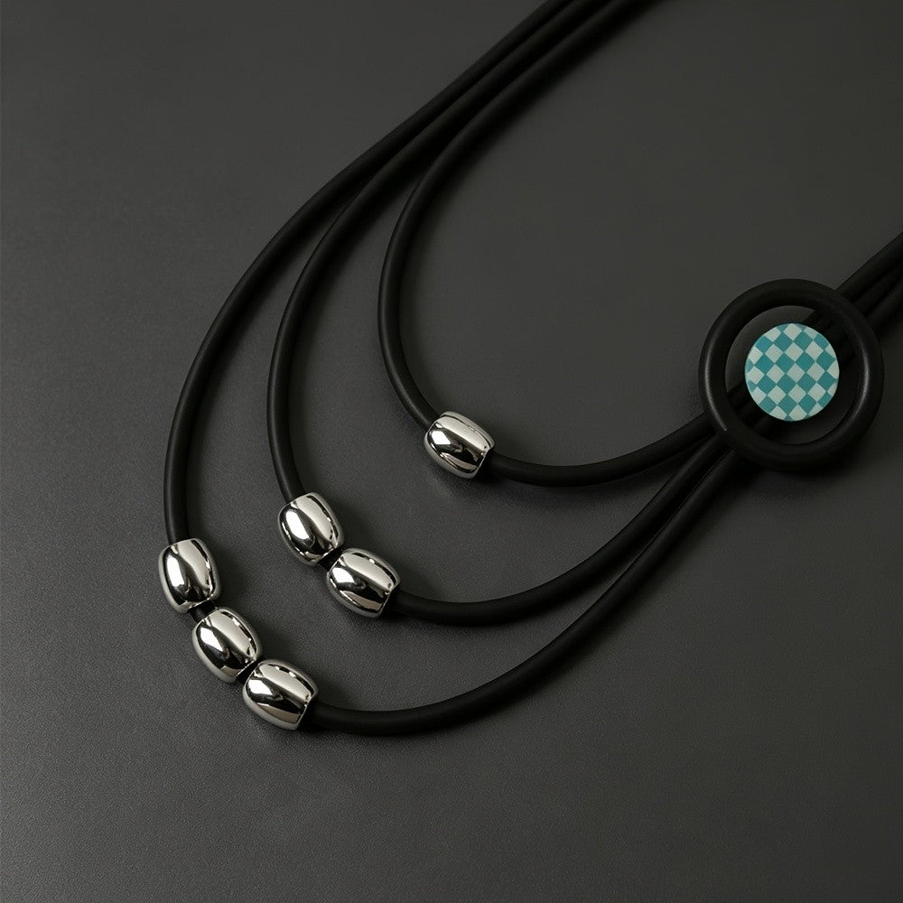 Asymmetric Geometric Silica Gel Necklace