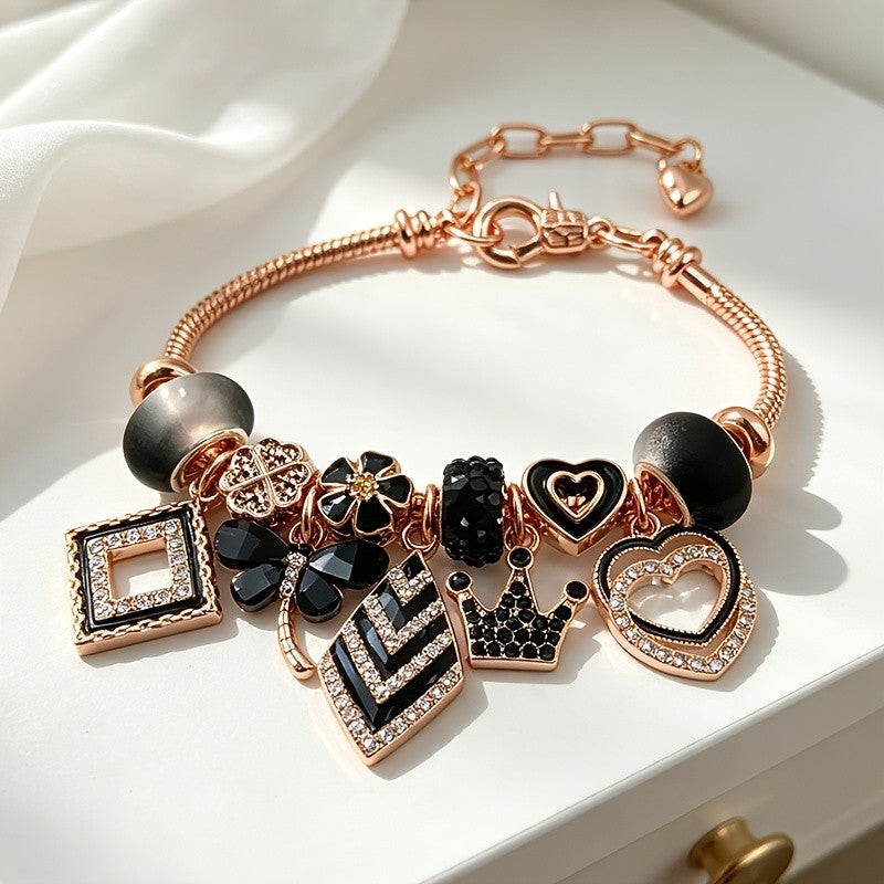 14k Geometric Charm Snake Chain Bracelet