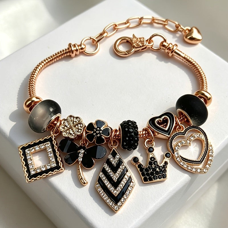 14k Geometric Charm Snake Chain Bracelet