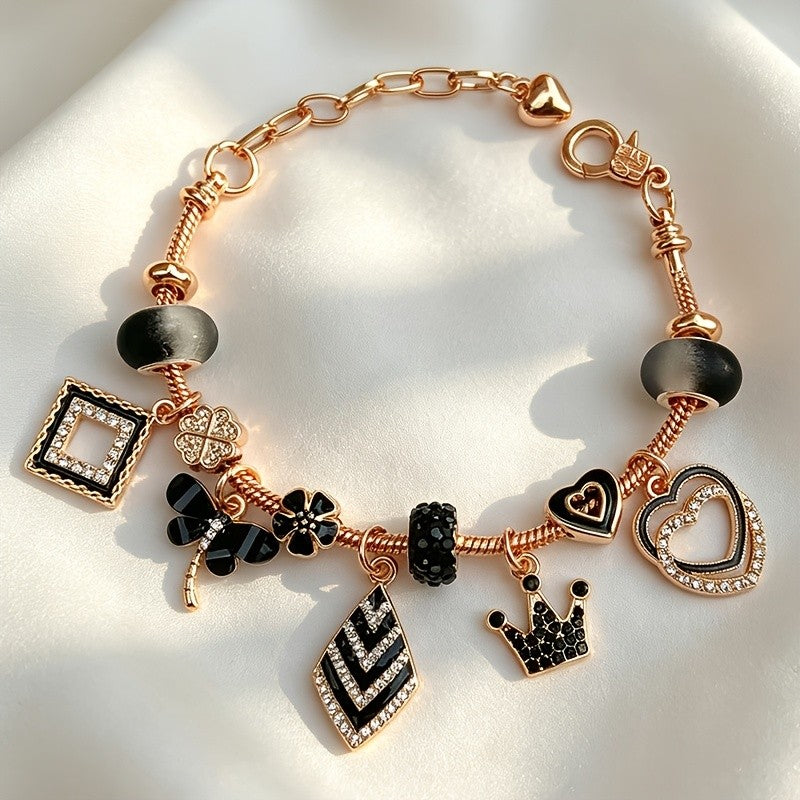 14k Geometric Charm Snake Chain Bracelet