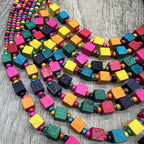 Multi-Strand Colorful Square Bead Necklace