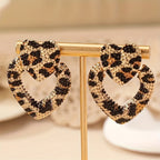 Asymmetric Leopard Heart Earrings