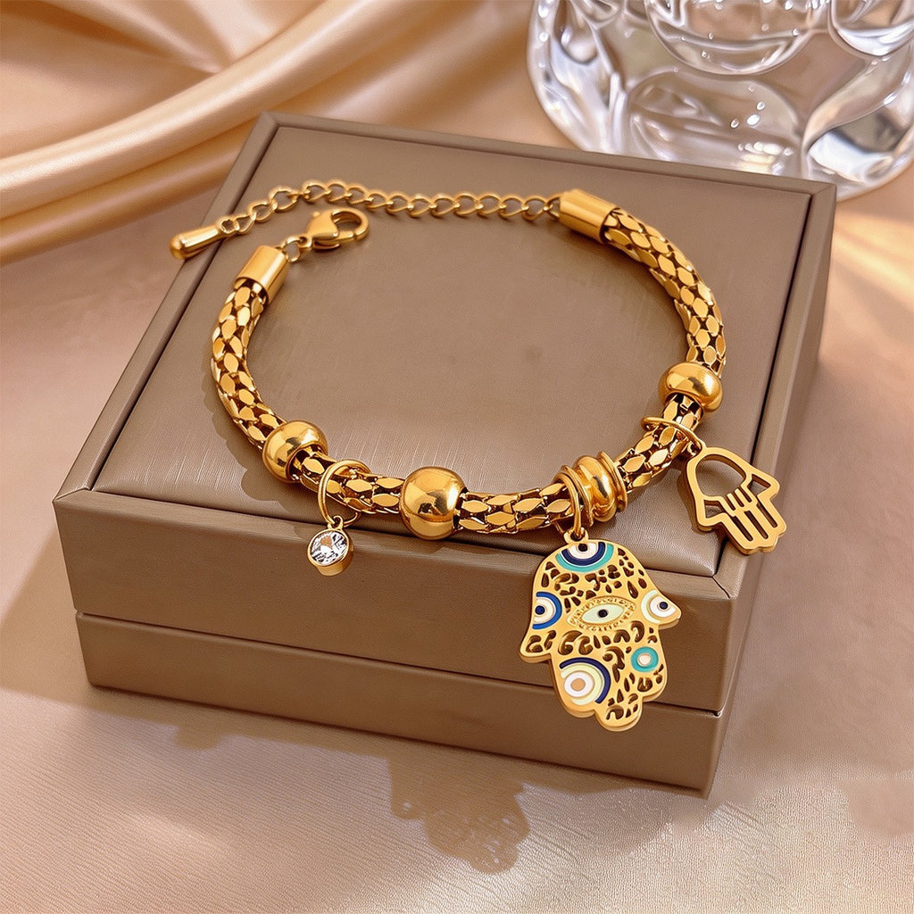 18k Evil Eye Charm Bracelet