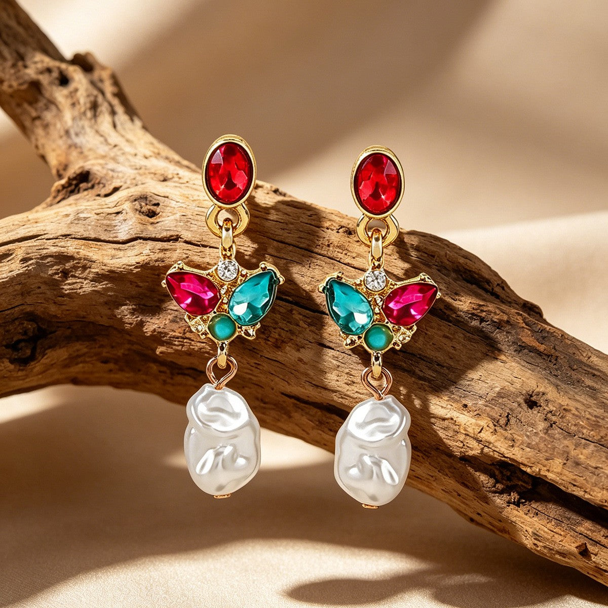 Vintage Colorful Stone Drop Earrings