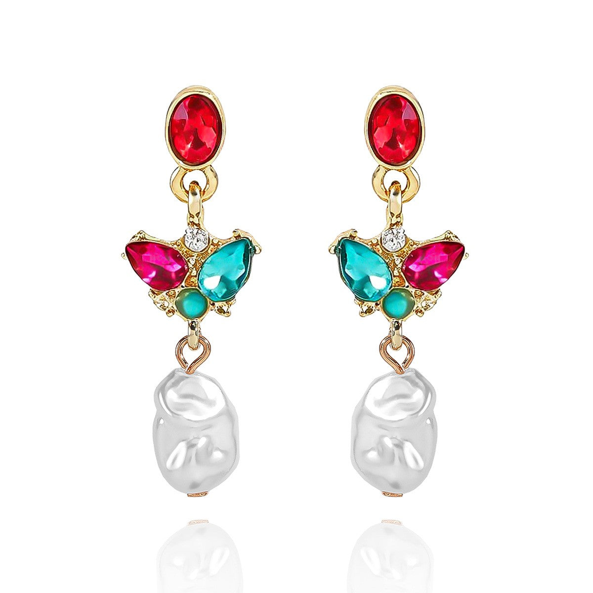 Vintage Colorful Stone Drop Earrings