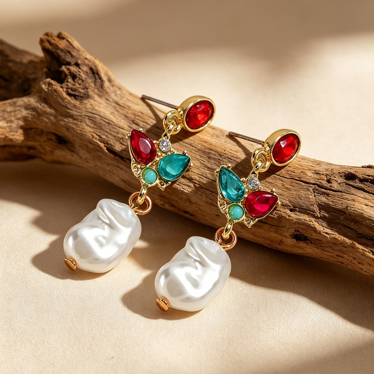 Vintage Colorful Stone Drop Earrings
