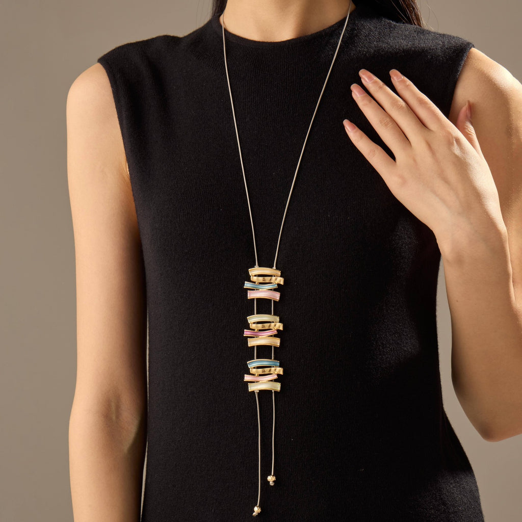 Vintage Geometric Bar Pendant Necklace