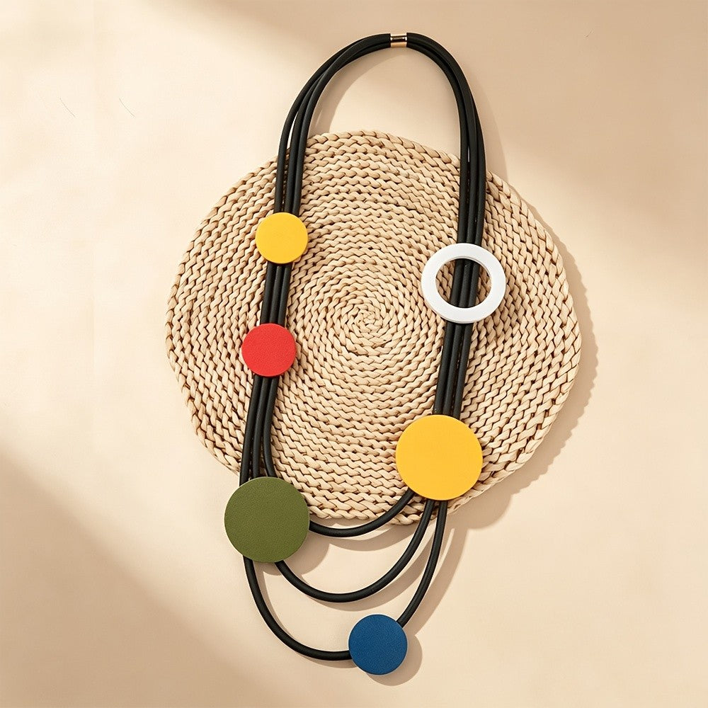 Multi-Strand Geometric Circle Necklace