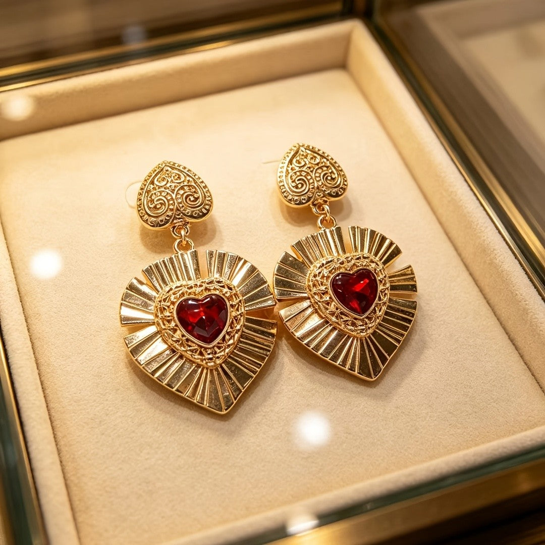 Vintage Heart Drop Earrings
