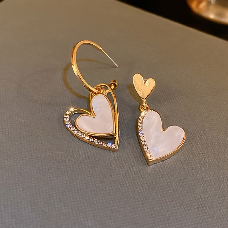 Asymmetric Heart Drop Earrings