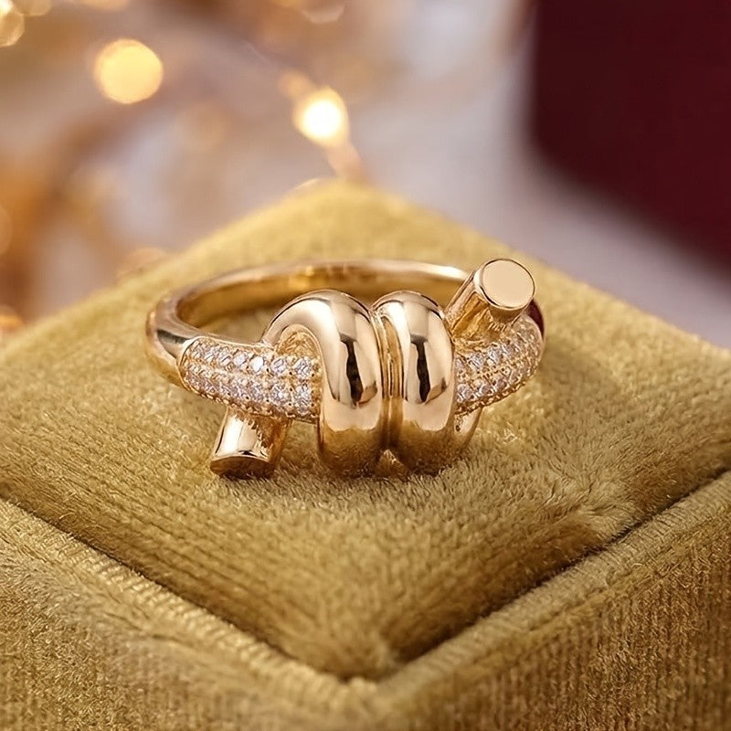 Twisted Knot Zircon Ring