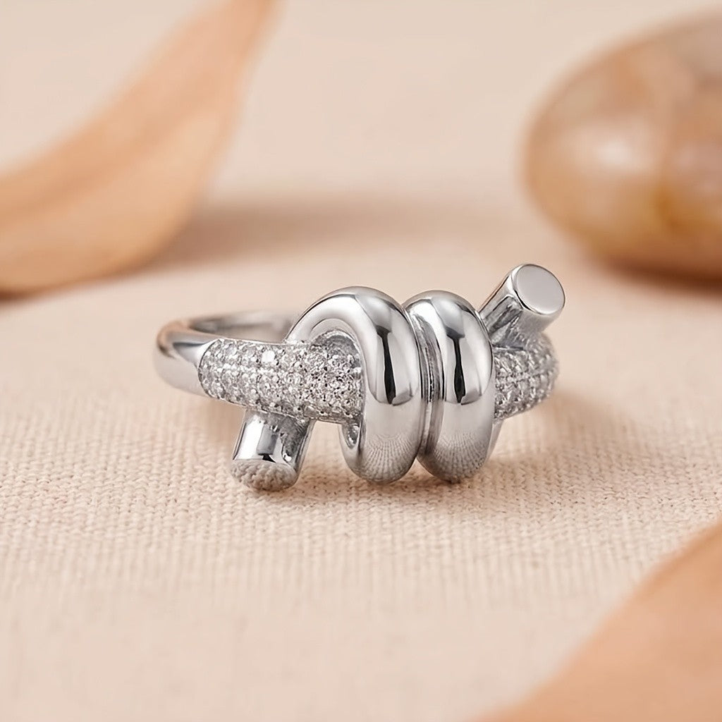 Twisted Knot Zircon Ring