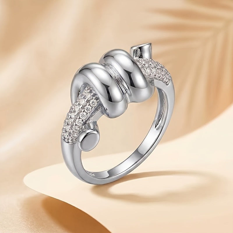 Twisted Knot Zircon Ring