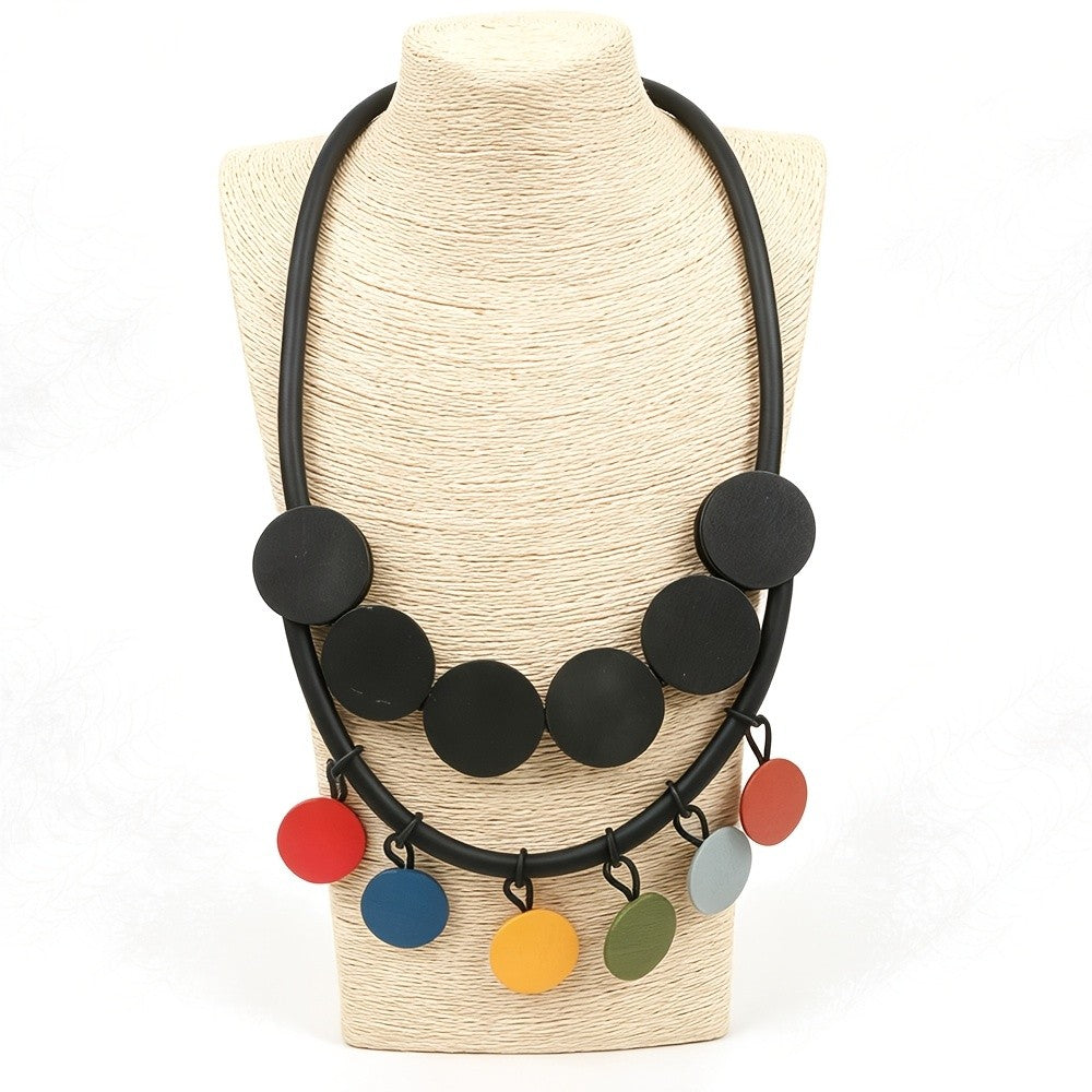 Colorful Round Disc Collar Necklace