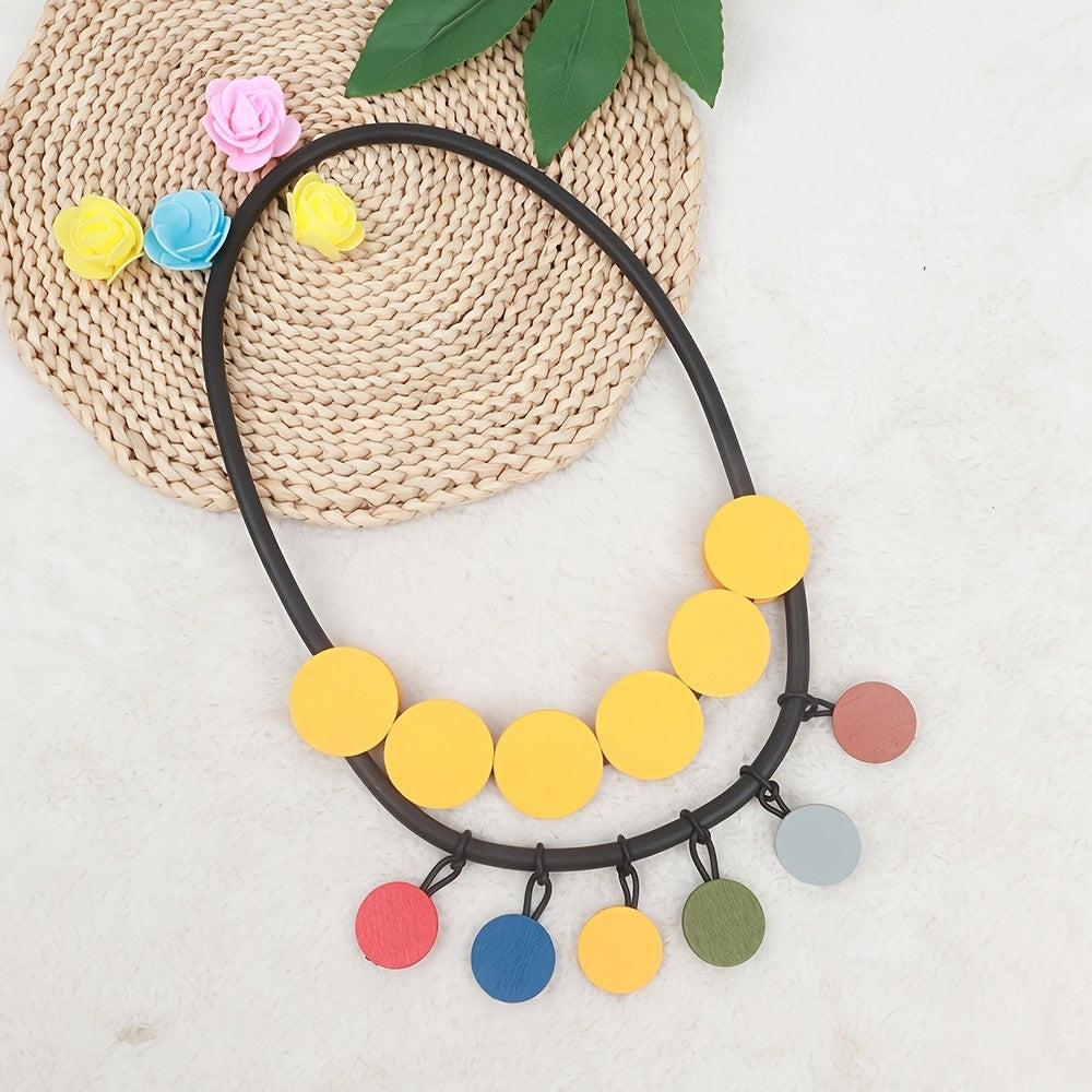 Colorful Round Disc Collar Necklace