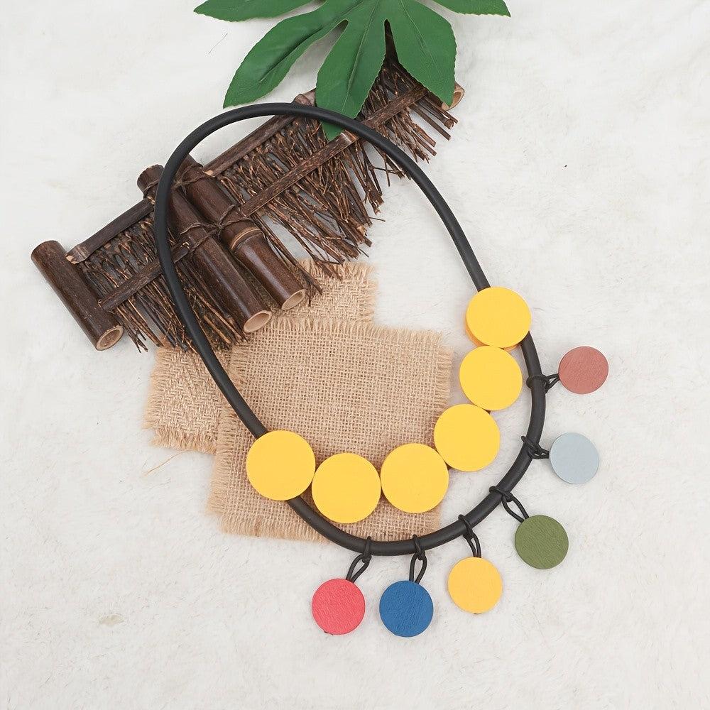Colorful Round Disc Collar Necklace