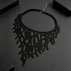 Black Hollow Coral Bib Necklace