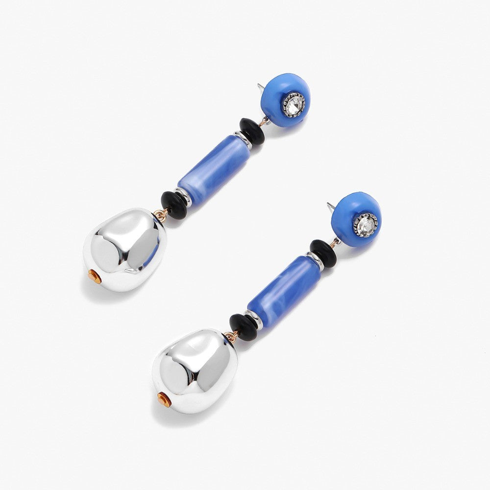 Vintage Blue Resin Drop Earrings