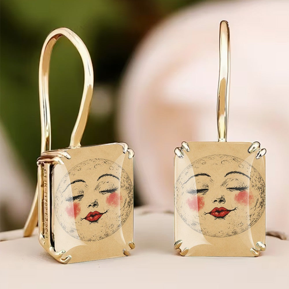 Vintage Rectangle Face Drop Earrings