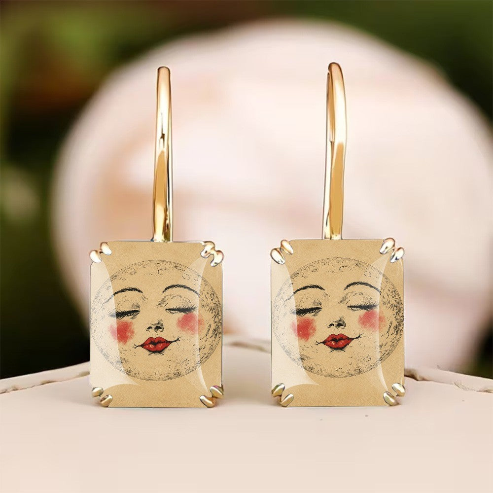 Vintage Rectangle Face Drop Earrings