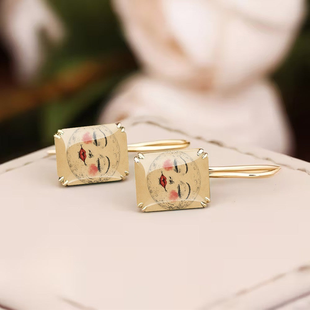 Vintage Rectangle Face Drop Earrings