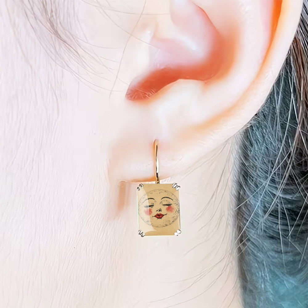 Vintage Rectangle Face Drop Earrings