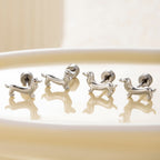 White K Dachshund Stud Earrings