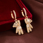 Cute Bear Zircon Drop Earrings