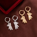 Cute Bear Zircon Drop Earrings