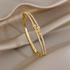 18k Double Layer Bow Zircon Bangle