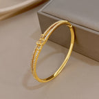 18k Double Layer Bow Zircon Bangle