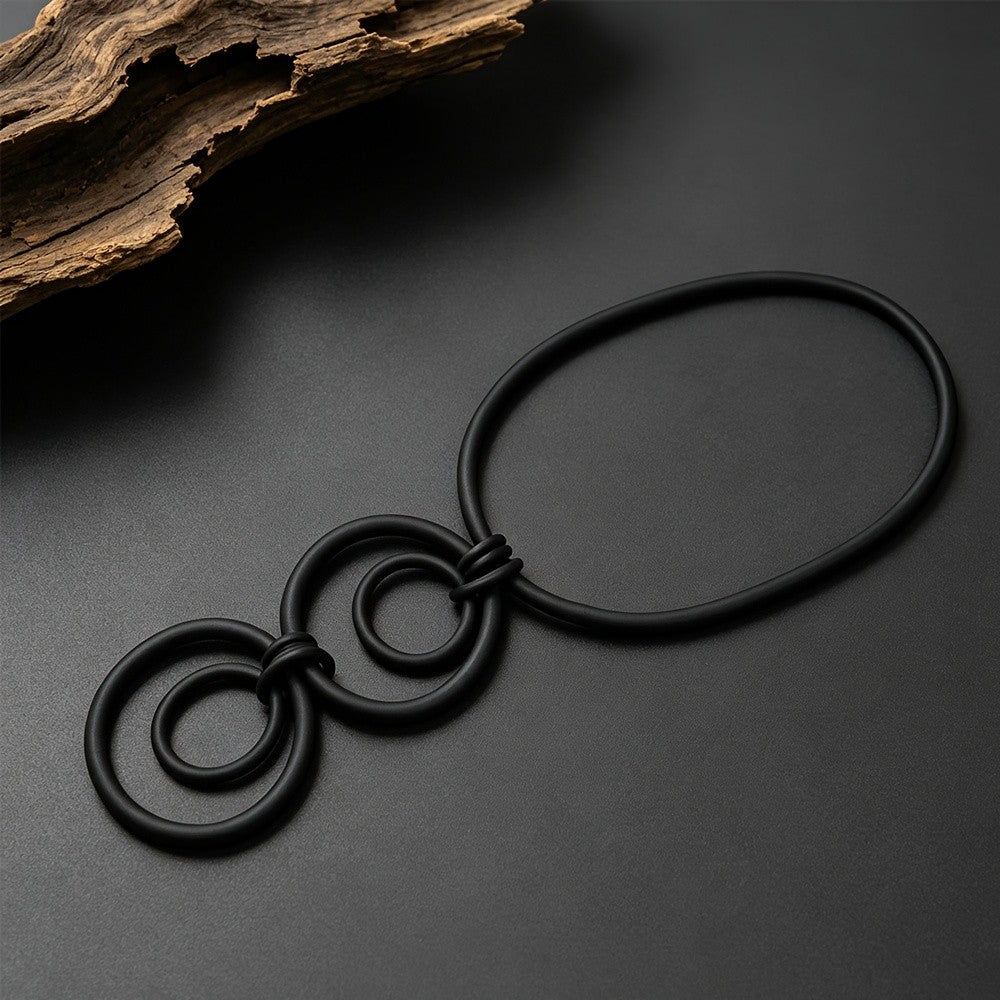 Geometric Double Loop Silica Gel Necklace